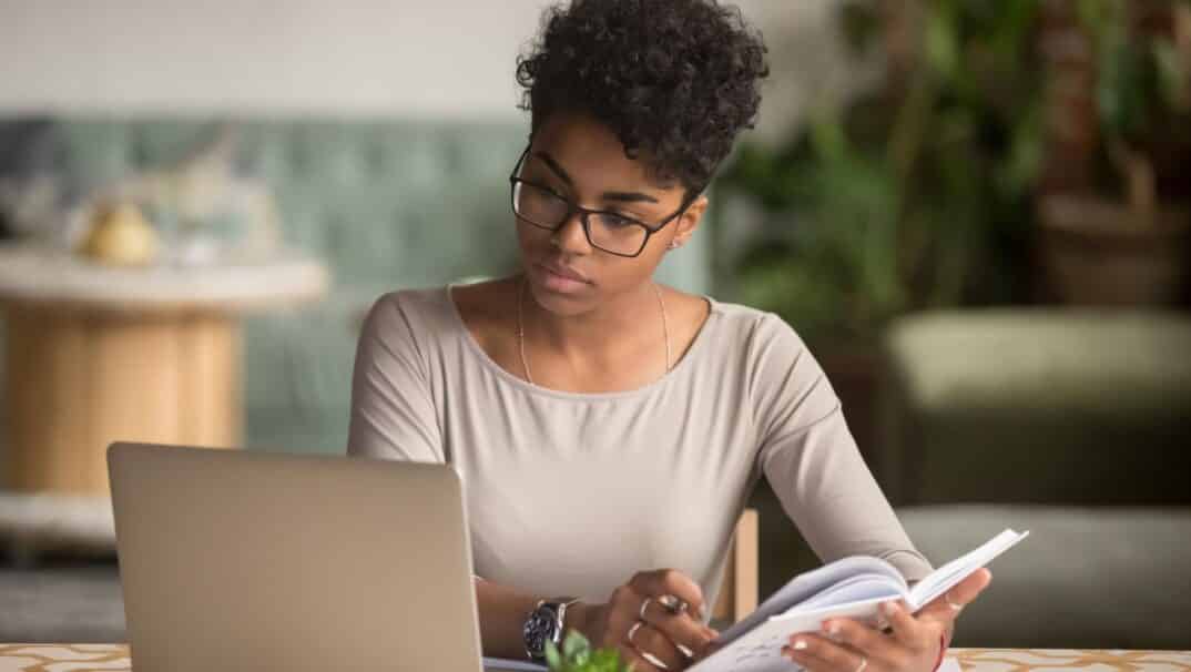 Woman working at laptop