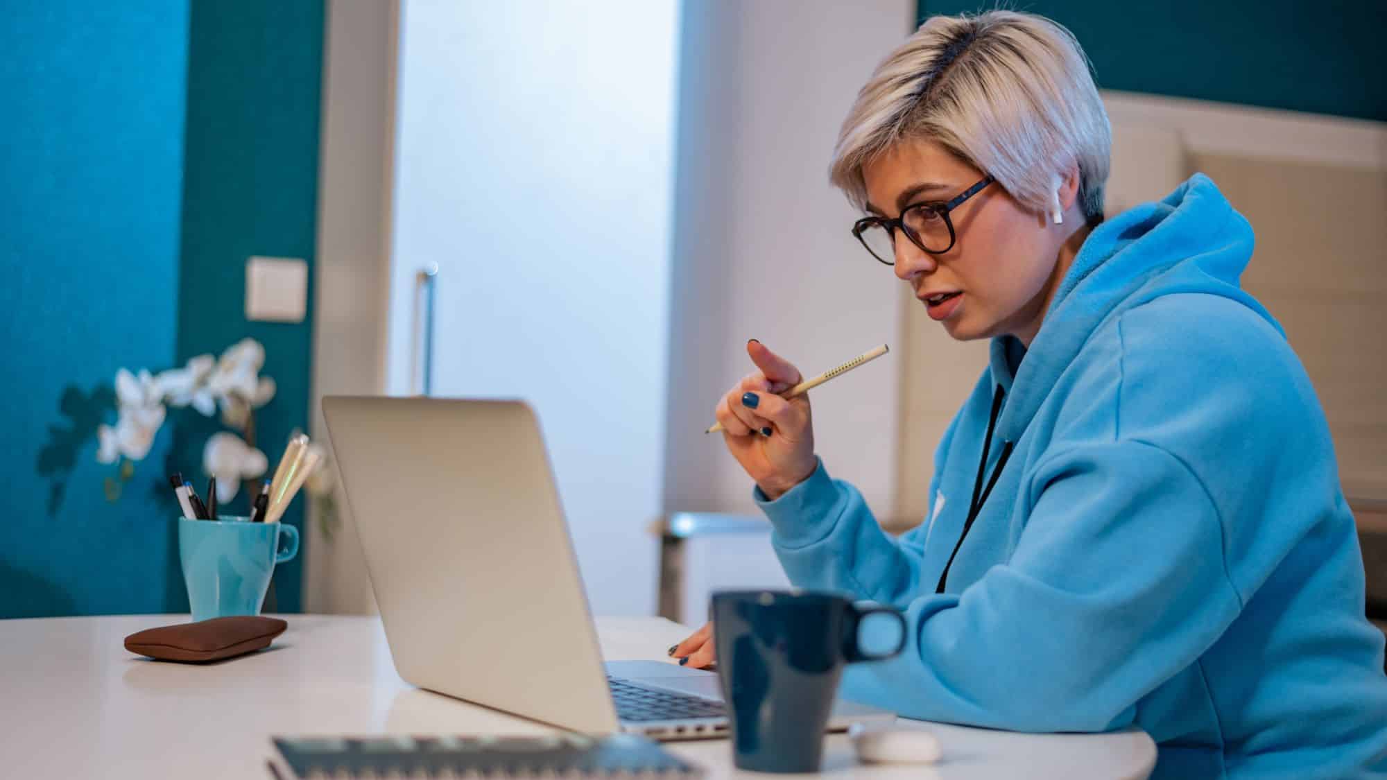 Woman working at a laptop