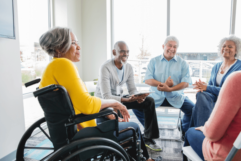 people gathered at a support group